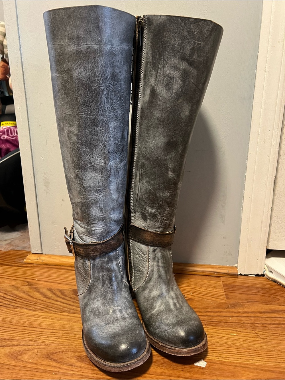 Freebird by Steven Gray Distressed Tall Buckle Riding Boots